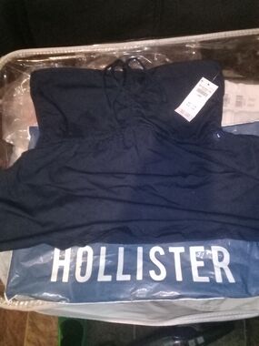 Hollister Dark Navy Strapless Tie-Front Tube Top